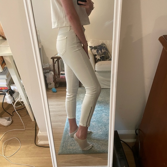 MADEWELL | White Skinny Jeans | Size 25 | Silver Ankle Zipper Detail - Picture 4 of 7